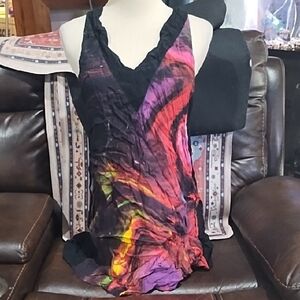 Motel Rocks Black and Pink Detail Top